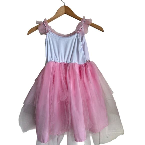 Pottery Barn Ballerina Tulle Party Dress Pink Glitter Tutu Size 7-8 - Picture 2 of 5